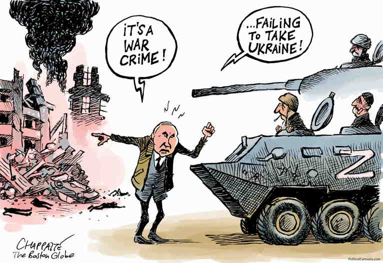 Political/Editorial Cartoon by Patrick Chappatte, International Herald Tribune on Fighting Rages in Ukraine