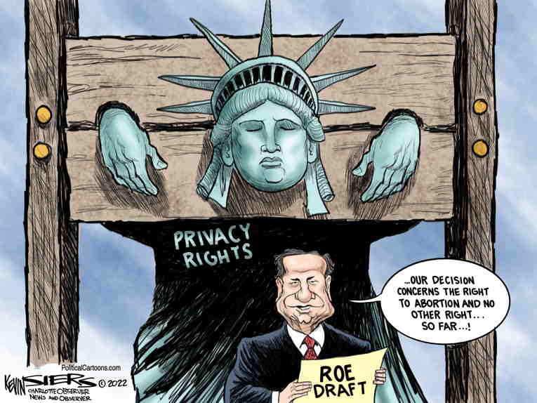 Political/Editorial Cartoon by Kevin Siers, Charlotte Observer on Roe v. Wade to Be Overturned