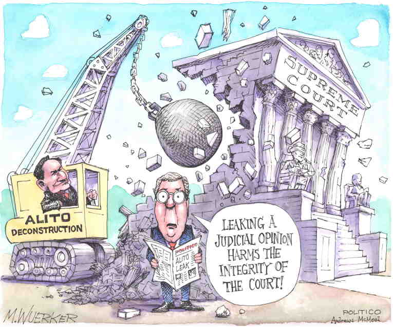 Political/Editorial Cartoon by Matt Wuerker, Politico on Roe v. Wade to Be Overturned