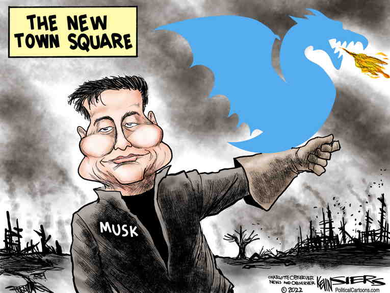 Political/Editorial Cartoon by Kevin Siers, Charlotte Observer on Musk Promises Big Changes