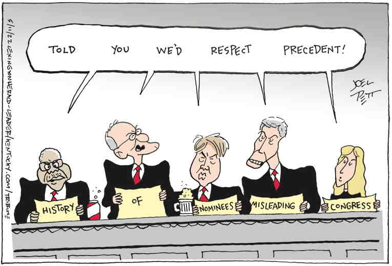 Political/Editorial Cartoon by Joel Pett, Lexington Herald-Leader, CWS/CartoonArts Intl. on Justices Deliver as Promised