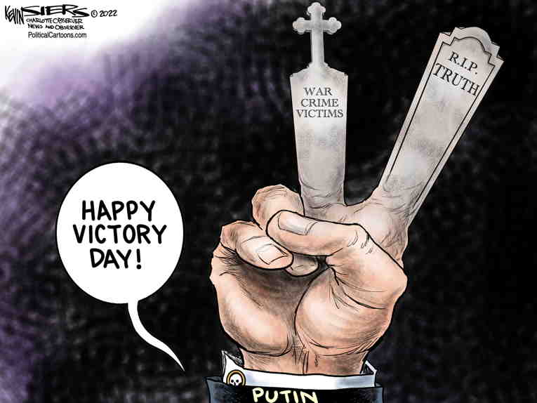 Political/Editorial Cartoon by Kevin Siers, Charlotte Observer on Putin Celebrates Holiday