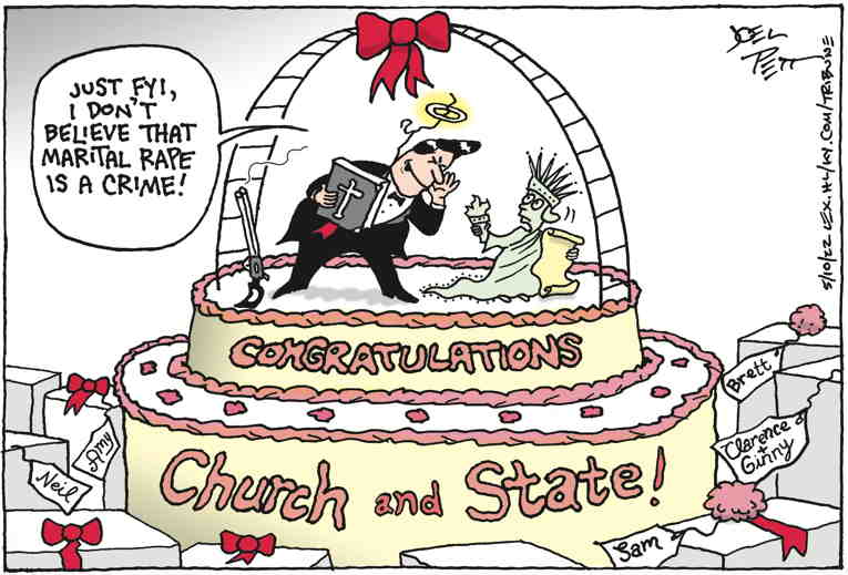 Political/Editorial Cartoon by Joel Pett, Lexington Herald-Leader, CWS/CartoonArts Intl. on Religious Kangaroos Strike Back