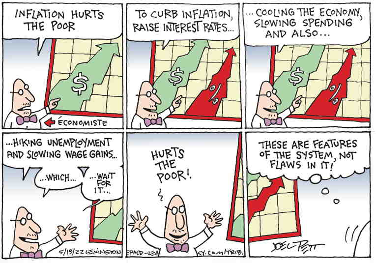 Political/Editorial Cartoon by Joel Pett, Lexington Herald-Leader, CWS/CartoonArts Intl. on Inflation Surging