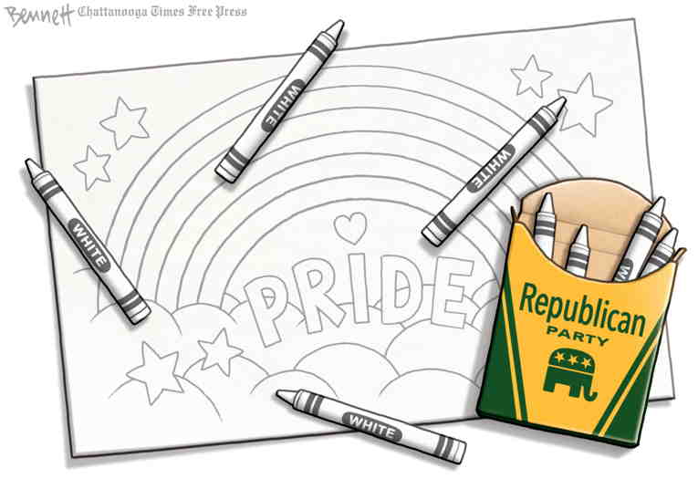 Political/Editorial Cartoon by Clay Bennett, Chattanooga Times Free Press on Trump Solidifies Hold on Party