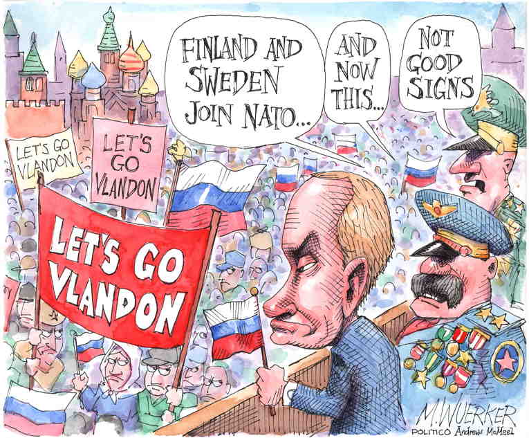 Political/Editorial Cartoon by Matt Wuerker, Politico on Finland, Sweden Apply to NATO