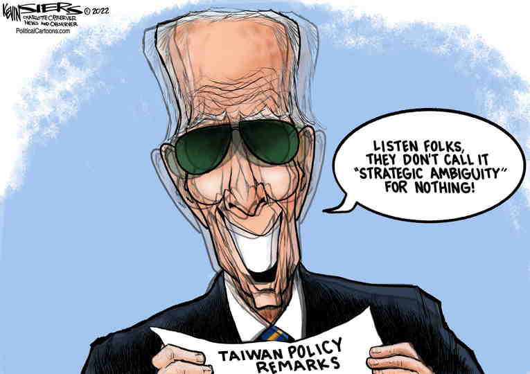 Political/Editorial Cartoon by Kevin Siers, Charlotte Observer on Biden Minces Words