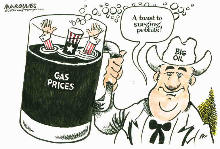 Political/Editorial Cartoon by Jimmy Margulies, King Features on Inflation Soars, Dow Tumbles