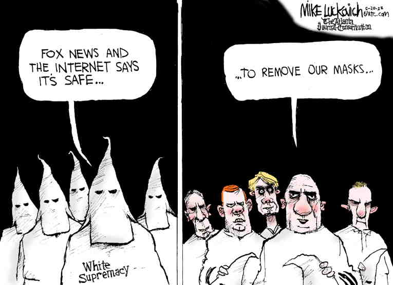 Political/Editorial Cartoon by Mike Luckovich, Atlanta Journal-Constitution on White Supremacists Double Down