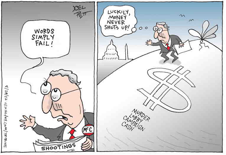 Political/Editorial Cartoon by Joel Pett, Lexington Herald-Leader, CWS/CartoonArts Intl. on Republicans Block Gun Legislation