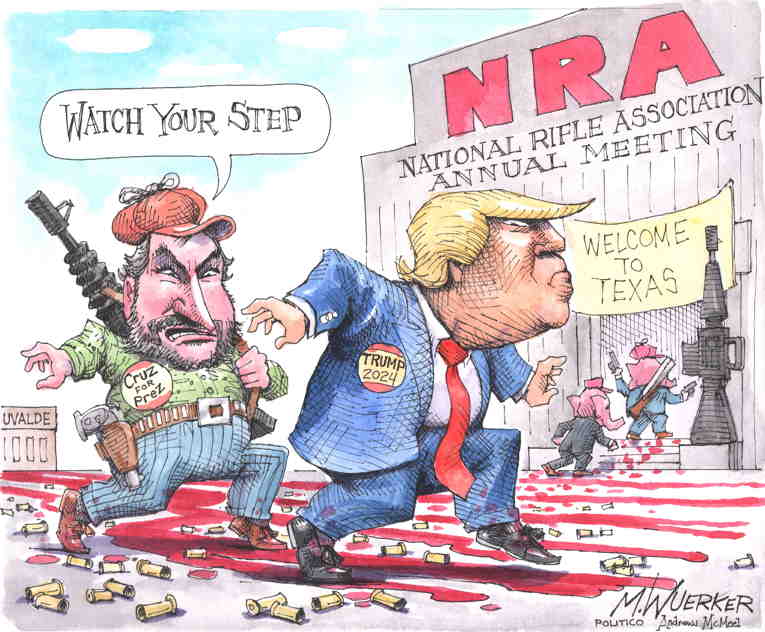 Political/Editorial Cartoon by Matt Wuerker, Politico on Deranged Attend NRA Convention