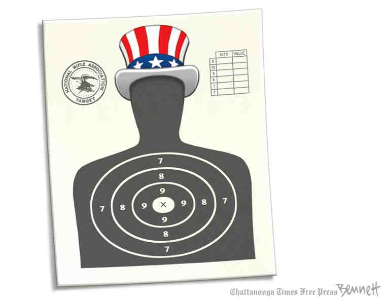 Political/Editorial Cartoon by Clay Bennett, Chattanooga Times Free Press on Deranged Attend NRA Convention