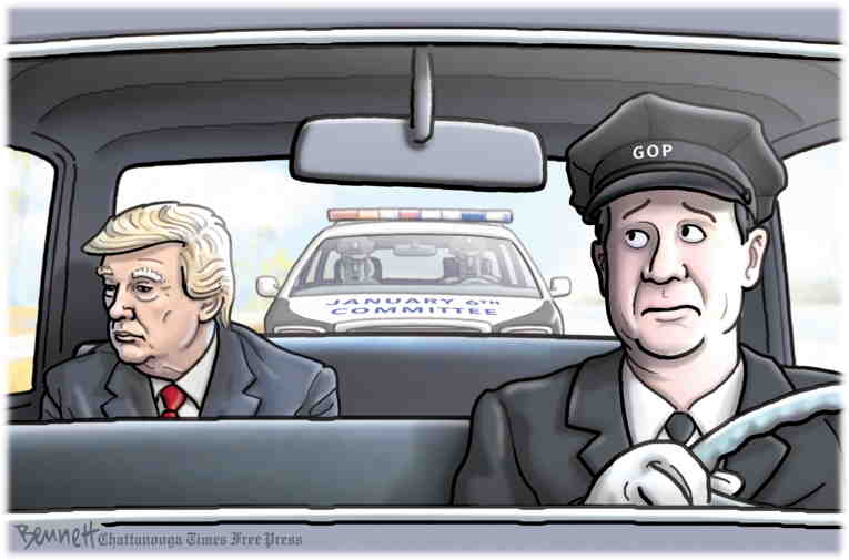 Political/Editorial Cartoon by Clay Bennett, Chattanooga Times Free Press on Jan. 6 Hearings to Begin