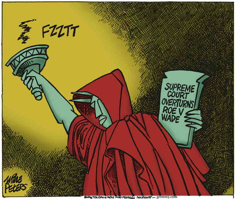 Political/Editorial Cartoon by Mike Peters, Dayton Daily News on Roe v. Wade Decision Coming