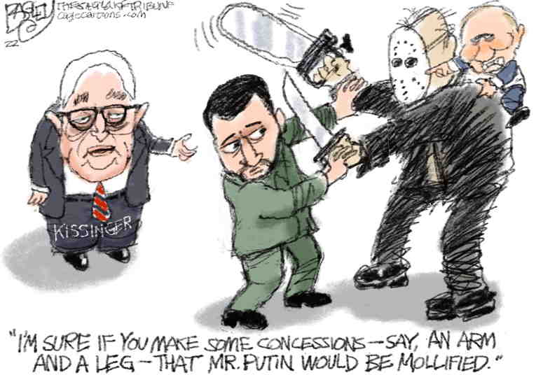 Political/Editorial Cartoon by Pat Bagley, Salt Lake Tribune on Russia Continues Onslaught