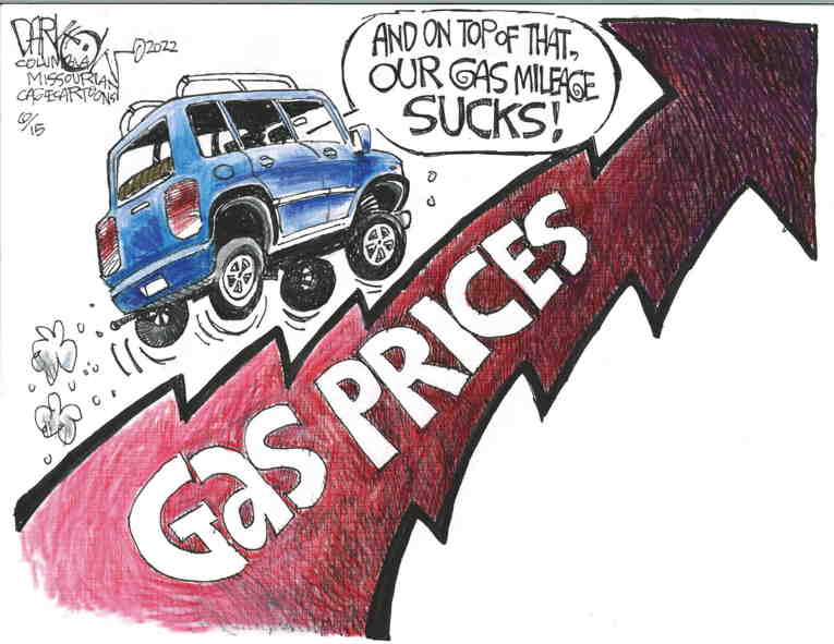 Political/Editorial Cartoon by John Darkow, Columbia Daily Tribune, Missouri on Gas Prices Hit Record High