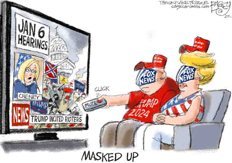 Political/Editorial Cartoon by Pat Bagley, Salt Lake Tribune on Fox “News” Ends All Pretense