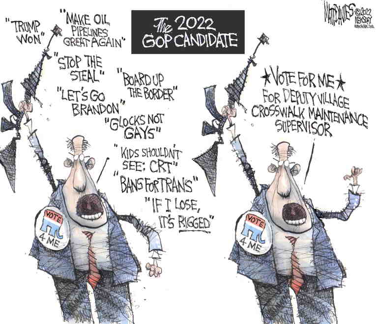 Political/Editorial Cartoon by Matt Davies, Journal News on Republicans Double Down