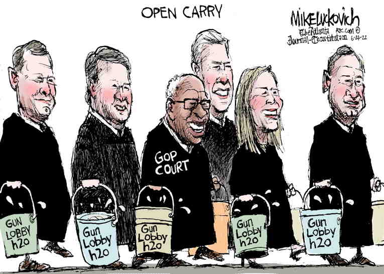 Political/Editorial Cartoon by Mike Luckovich, Atlanta Journal-Constitution on SCOTUS Shoots Constitution