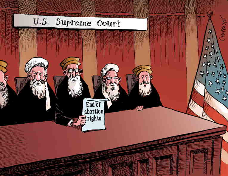 Political/Editorial Cartoon by Patrick Chappatte, International Herald Tribune on SCOTUS Rapes Constitution