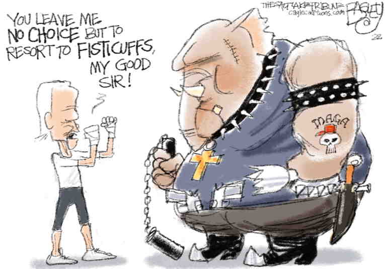 Political/Editorial Cartoon by Pat Bagley, Salt Lake Tribune on Biden Contemplates Things