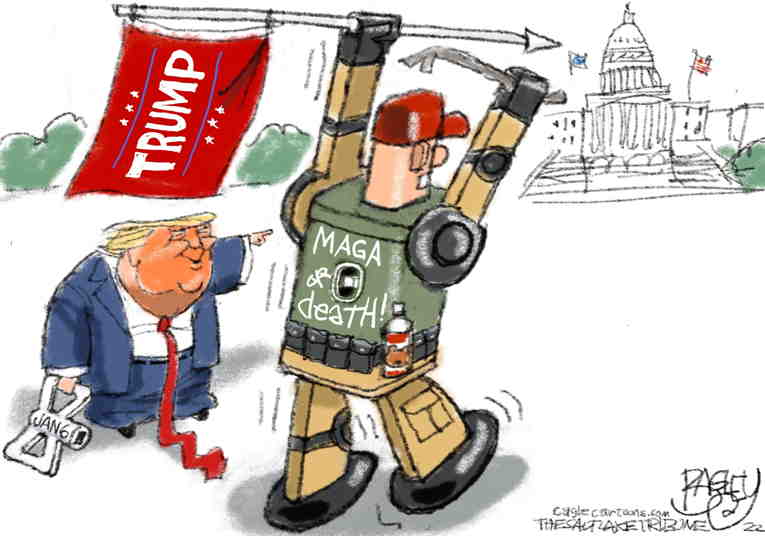 Political/Editorial Cartoon by Pat Bagley, Salt Lake Tribune on Top Insurrectionist Identified