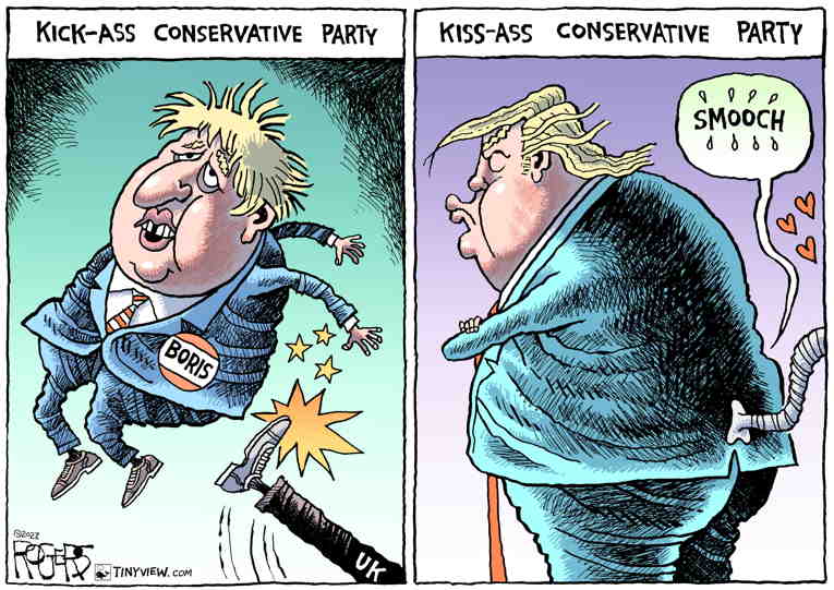 Political/Editorial Cartoon by Rob Rogers on Boris Johnson Steps Down