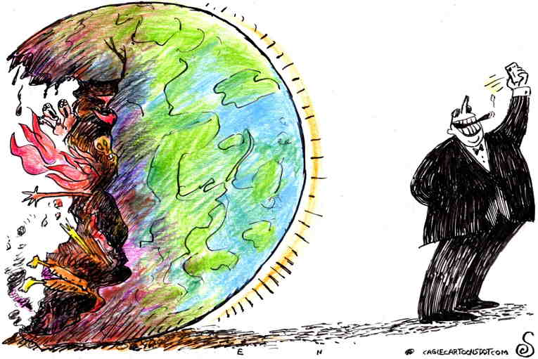 Political/Editorial Cartoon by Randall Enos, Cagle Cartoons on Record Heat Melting the Planet