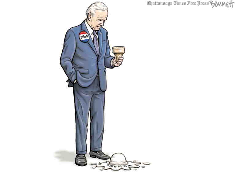 Political/Editorial Cartoon by Clay Bennett, Chattanooga Times Free Press on Joe Biden Disappointed