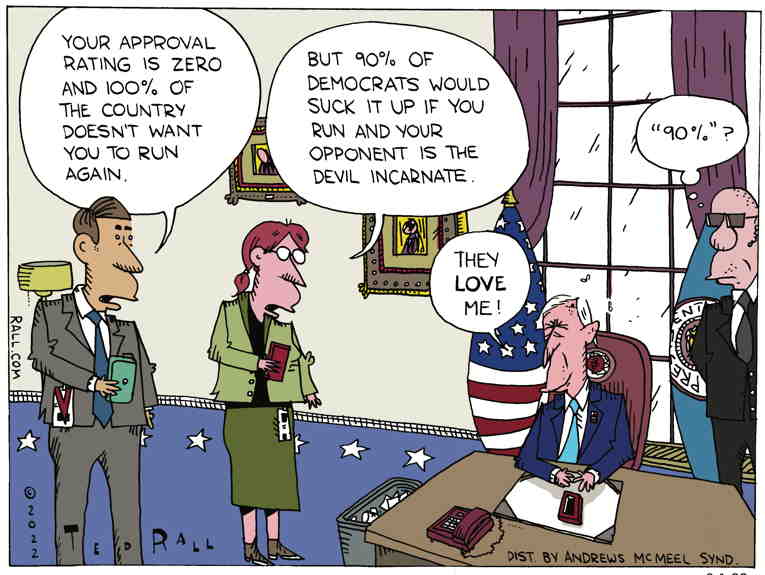 Political/Editorial Cartoon by Ted Rall on Joe Biden Disappointed