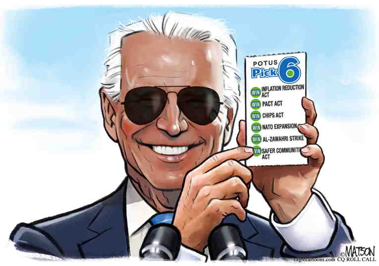 Political/Editorial Cartoon by RJ Matson, Cagle Cartoons on Biden Celebrates Victories