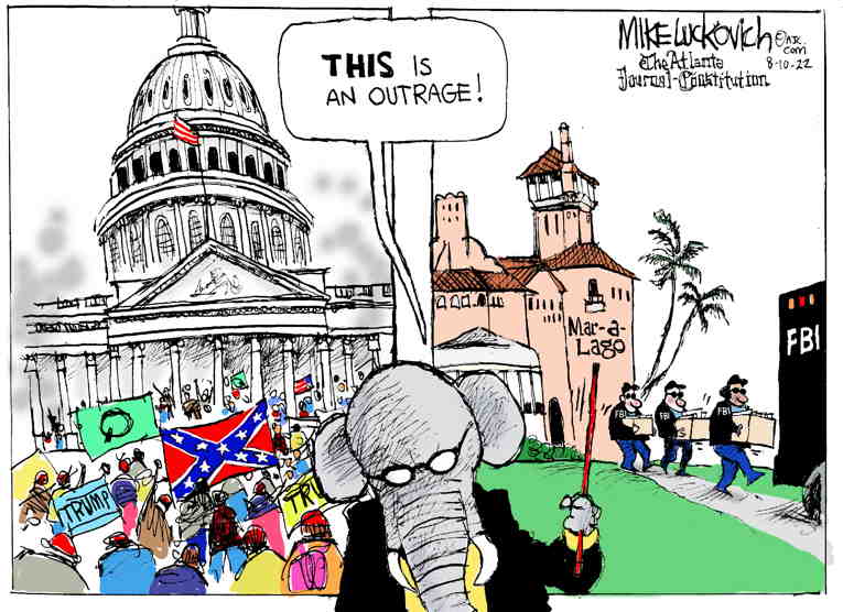 Political/Editorial Cartoon by Mike Luckovich, Atlanta Journal-Constitution on FBI Searches Mar-a-Lago