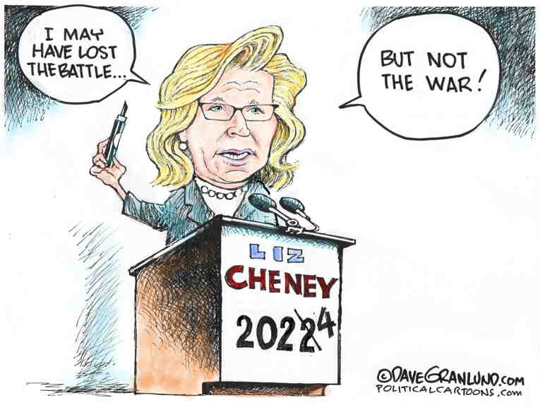 Political/Editorial Cartoon by Dave Granlund on Liz Cheney Defeated