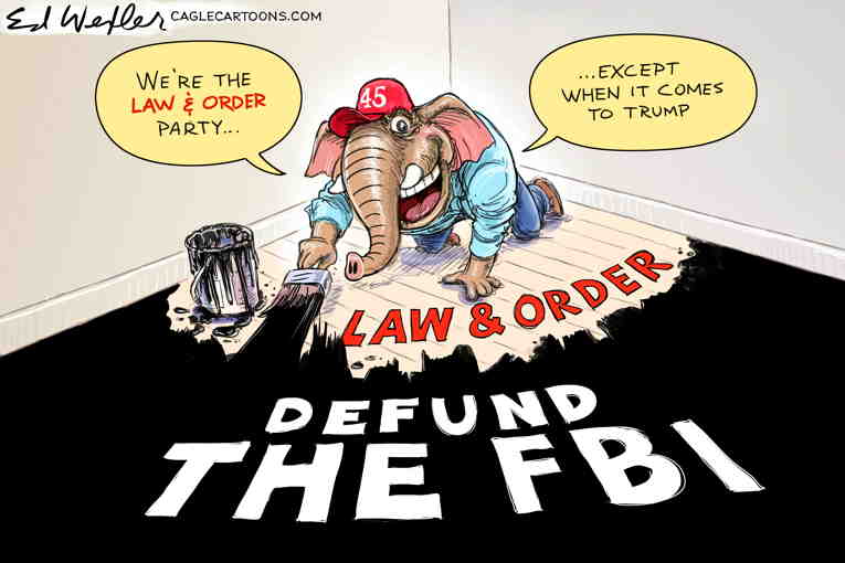 Political/Editorial Cartoon by Ed Wexler, PoliticalCartoons.com on GOP Calls to Defund the FBI