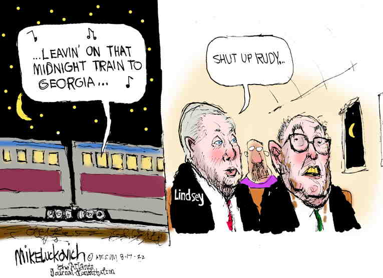 Political/Editorial Cartoon by Mike Luckovich, Atlanta Journal-Constitution on Giuliani Testifies