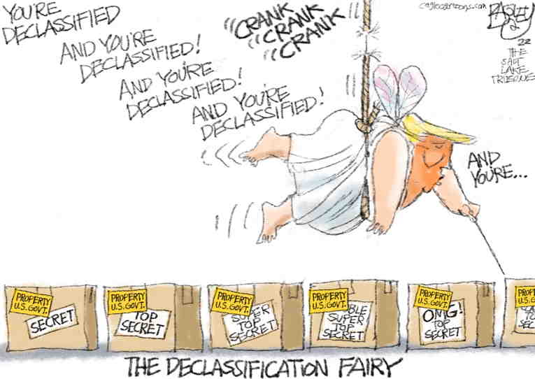 Political/Editorial Cartoon by Pat Bagley, Salt Lake Tribune on Classified Materials Seized