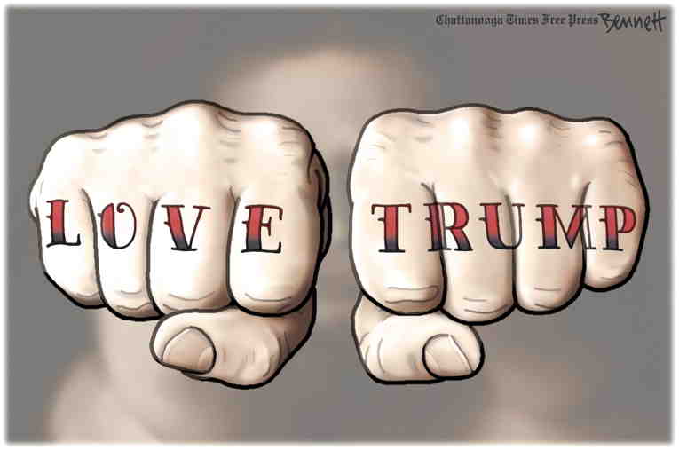 Political/Editorial Cartoon by Clay Bennett, Chattanooga Times Free Press on Trump Announcement Imminent