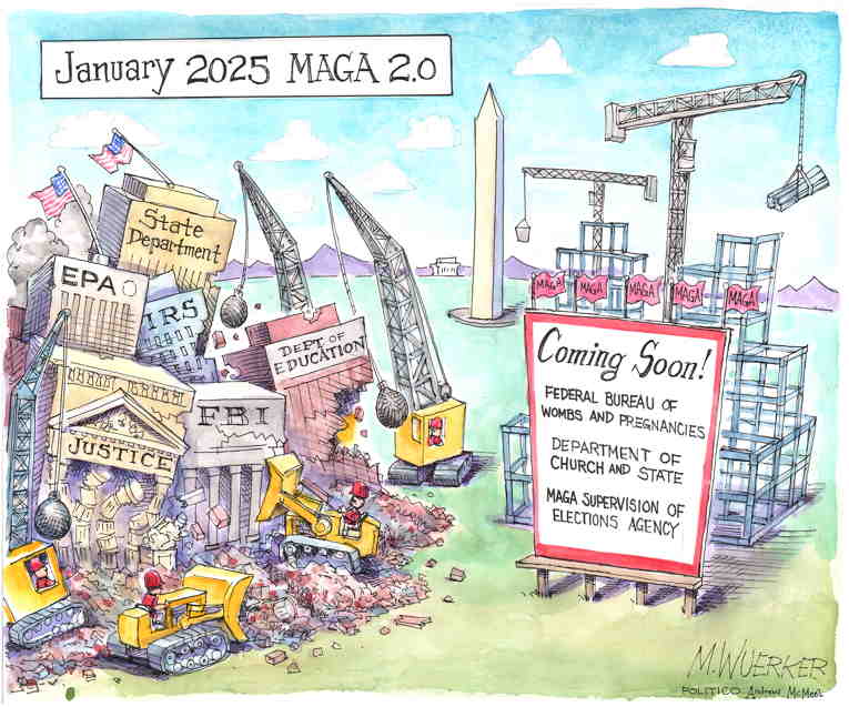 Political/Editorial Cartoon by Matt Wuerker, Politico on Trump Announcement Imminent