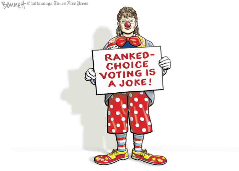 Political/Editorial Cartoon by Clay Bennett, Chattanooga Times Free Press on Sarah Palin Loses Bid