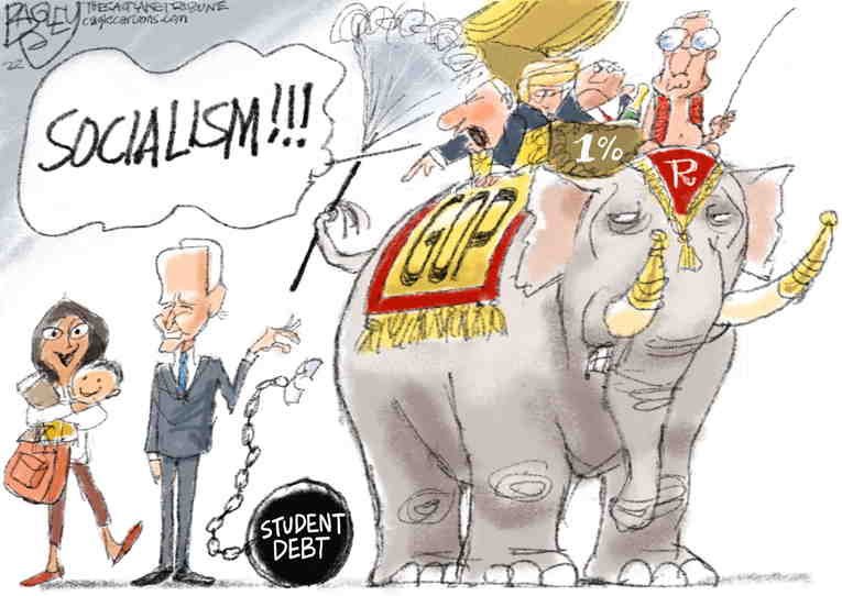 Political/Editorial Cartoon by Pat Bagley, Salt Lake Tribune on GOP Slams Student Loan Forgiveness