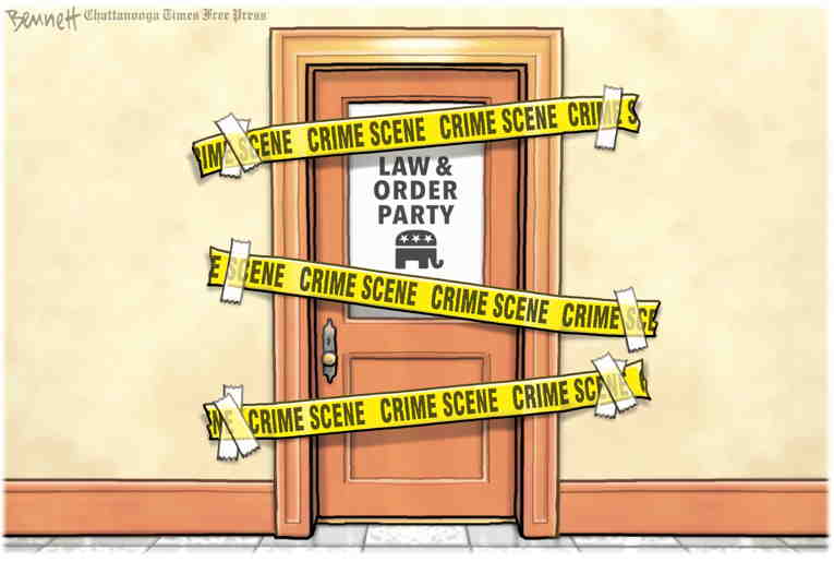 Political/Editorial Cartoon by Clay Bennett, Chattanooga Times Free Press on GOP Decries Deep State