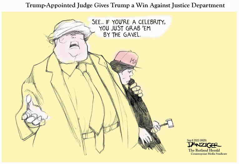 Political/Editorial Cartoon by Jeff Danziger on Judge Pauses Investigation