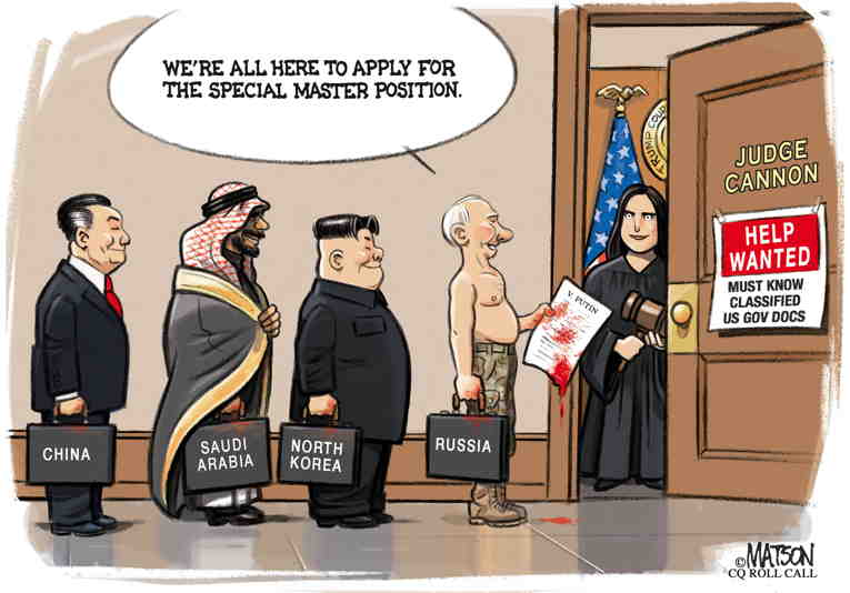 Political/Editorial Cartoon by RJ Matson, Cagle Cartoons on Judge Rewards Donald Trump