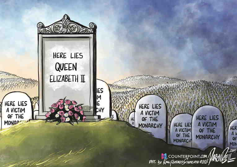 Political/Editorial Cartoon by Darrin Bell, Washington Post Writers Group on Queen Elizabeth Dies