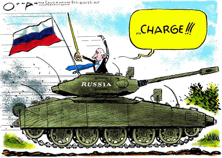 Political/Editorial Cartoon by Jack Ohman, The Oregonian on Ukraine’s Forces Advance