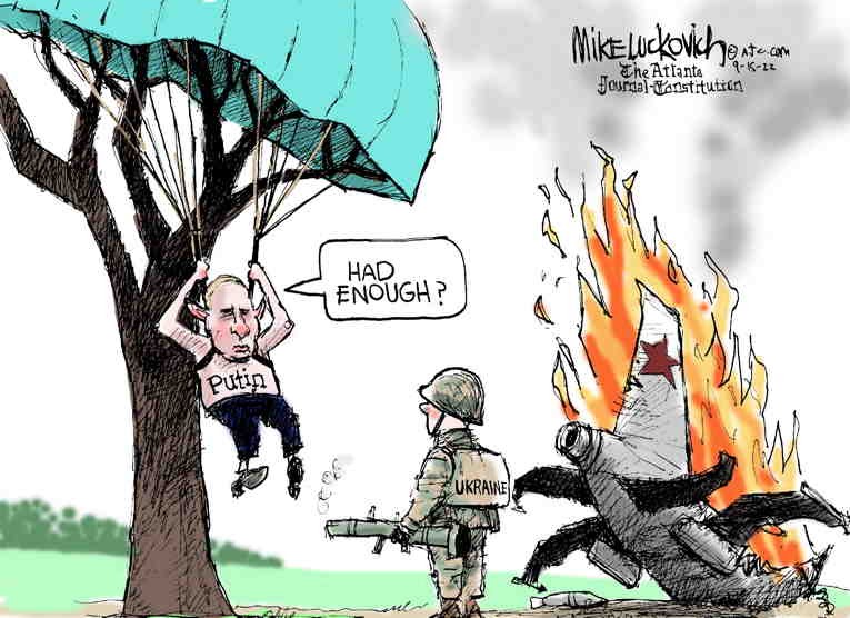 Political/Editorial Cartoon by Mike Luckovich, Atlanta Journal-Constitution on Ukraine’s Forces Advance