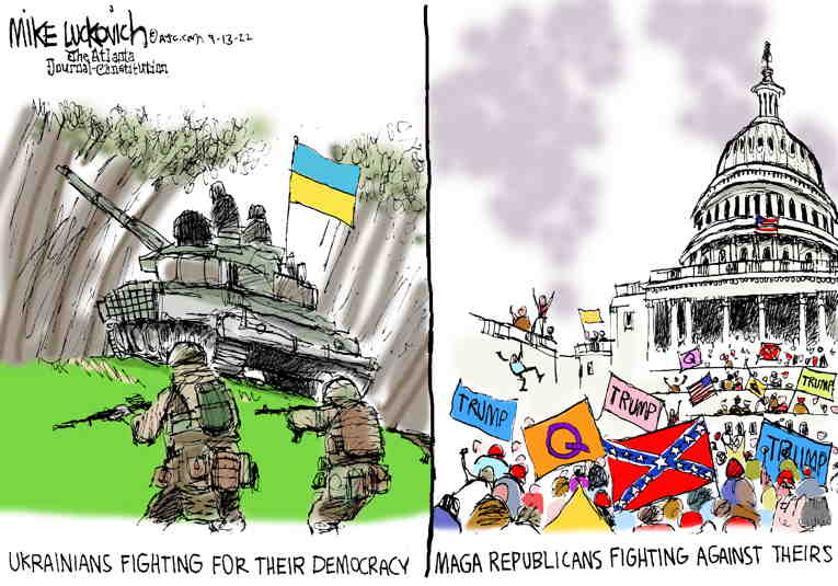 Political/Editorial Cartoon by Mike Luckovich, Atlanta Journal-Constitution on Ukraine’s Forces Advance