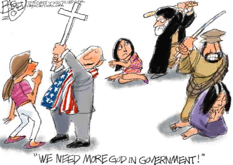 Political/Editorial Cartoon by Pat Bagley, Salt Lake Tribune on GOP Hardens Stance