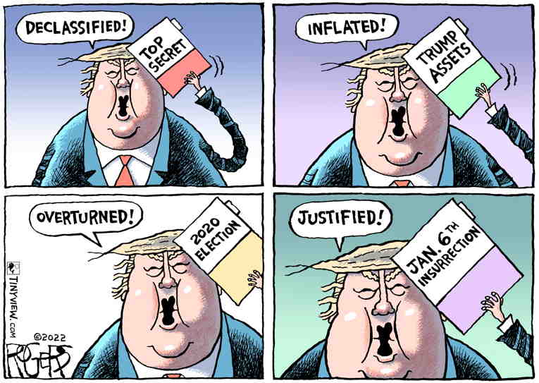 Political/Editorial Cartoon by Rob Rogers on Trump’s Legal Woes Multiply