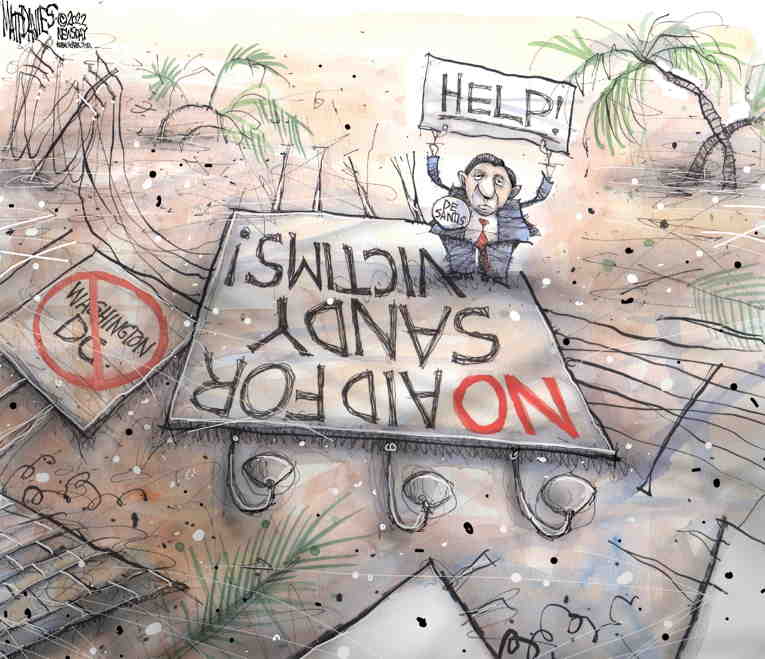 Political/Editorial Cartoon by Matt Davies, Journal News on DeSantis Makes Desperate Plea